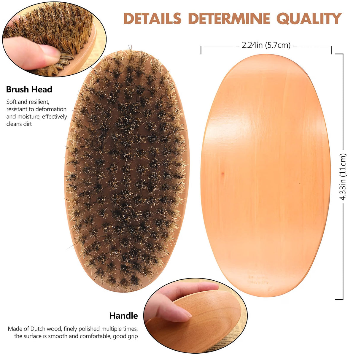 Boars Hair Beard Brush - Light Wood